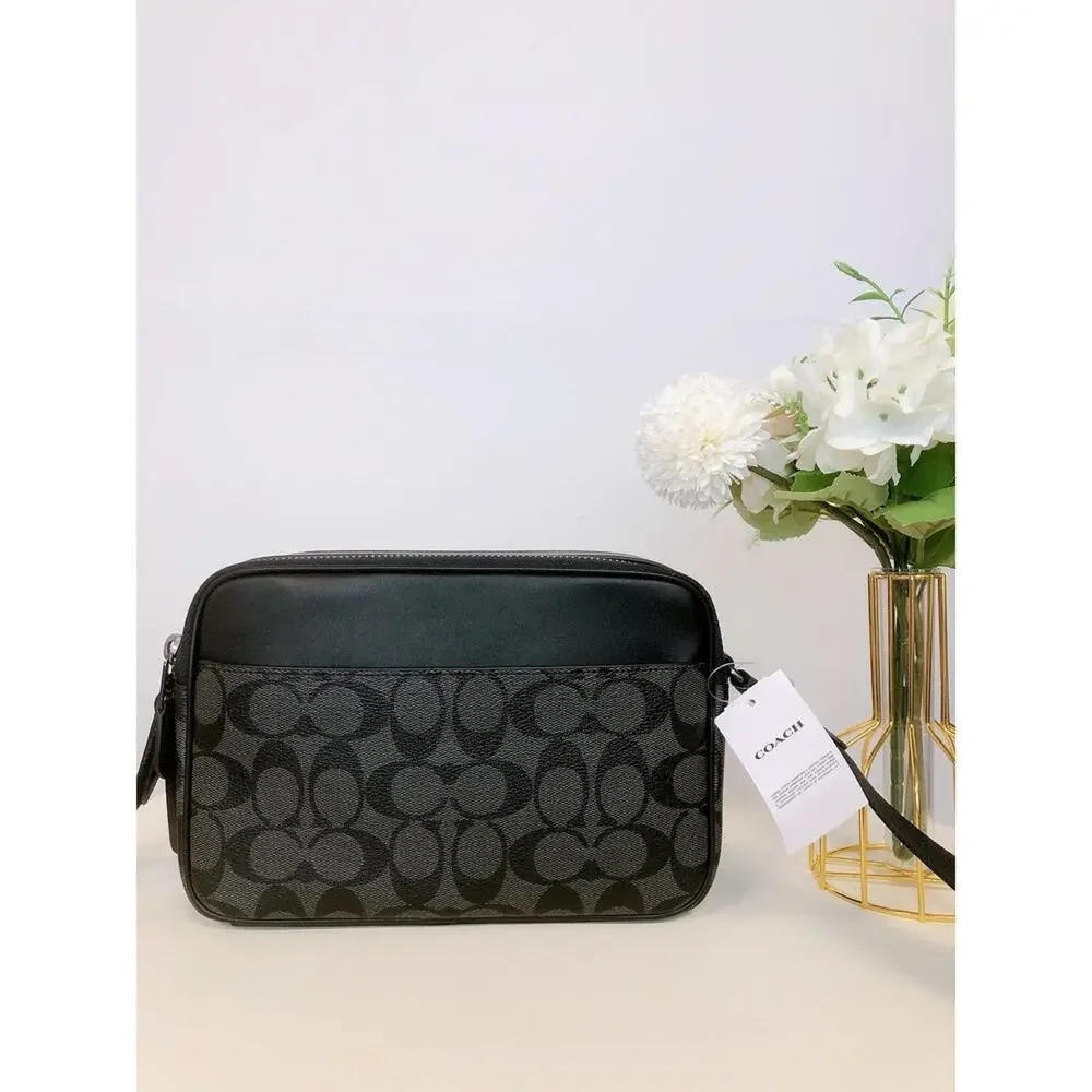 COACH C4149 Men's Graham Crossbody In Signature Canvas Charcoal Black